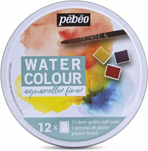 Μεταλλικη Κασετινα 12 Ακουαρελες Aqua Fine Pebeo +πινελο