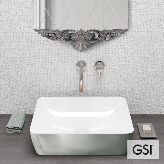 GSI Επικαθήμενος Νιπτήρας Πορσελάνης 50x38cm Platinum/white
