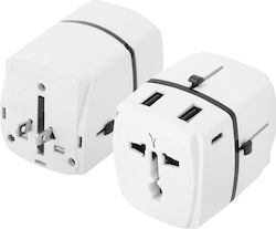 Akashi Adaptor de Călătorie SUA Europa UK Australia 2x USB 2x USB C 20W Alb Akashi Adaptor de Călătorie SUA Europa UK Australia 2x USB 2x USB C 20W Alb