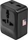 Akashi Travel Adapter Socket Type A Usa Japan China 3 Outlets Black