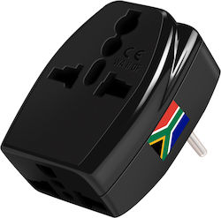 Akashi Travel Adapter Socket Type D South Africa 3 Outlets Black
