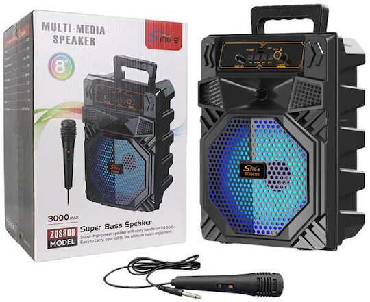 Karaoke Speaker with Wired Microphone and Lighting Effects ZQS808 Black