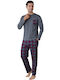Mad Men's Winter Pajamas Set Bordeaux / Grey
