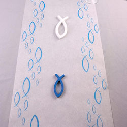 Decorative Tablecloth Communion Confirmation Baptism Fish White Blue