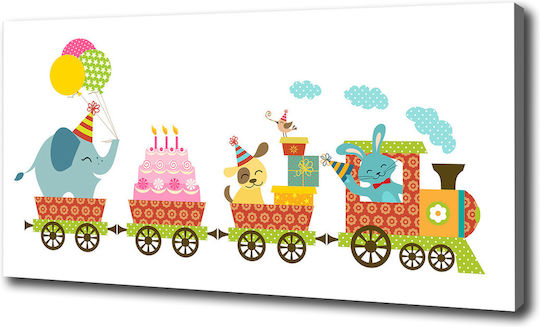 Canvas Wall Art Refined Finish Happy Train 100x50 Cm