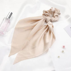 Сатенен Scrunchie Ластик За Коса Кърпа Бежов Сатенен Scrunchie Ластик За Коса Кърпа Бежов