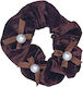 Samt Scrunchy Φιογκάκι & Πέρλα Braun