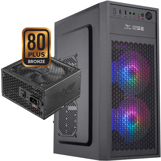 Alcatroz Futura Millenia ECO M500 PRO Gaming Midi Tower Computer Case with RGB Lighting Black