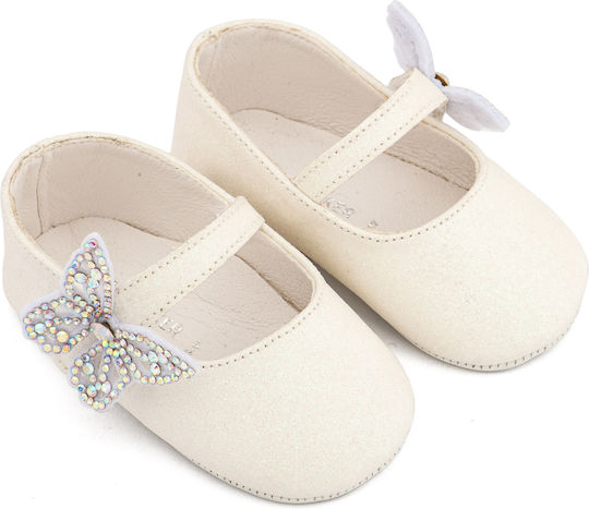 Babywalker Βαπτιστικές Δερμάτινες Μπαλαρίνες Αγκαλιάς Λευκές
