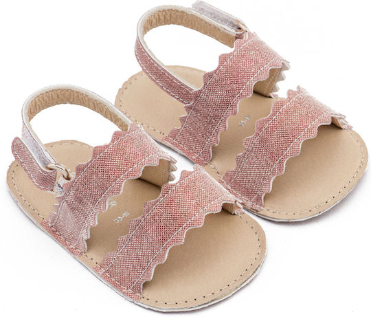 Babywalker Βαπτιστικά Δερμάτινα Πέδιλα Αγκαλιάς Ροζ