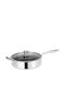 Cheffinger High-edge Frying Pan 28cm Honeycomb Coating Long Handle Lid Silver