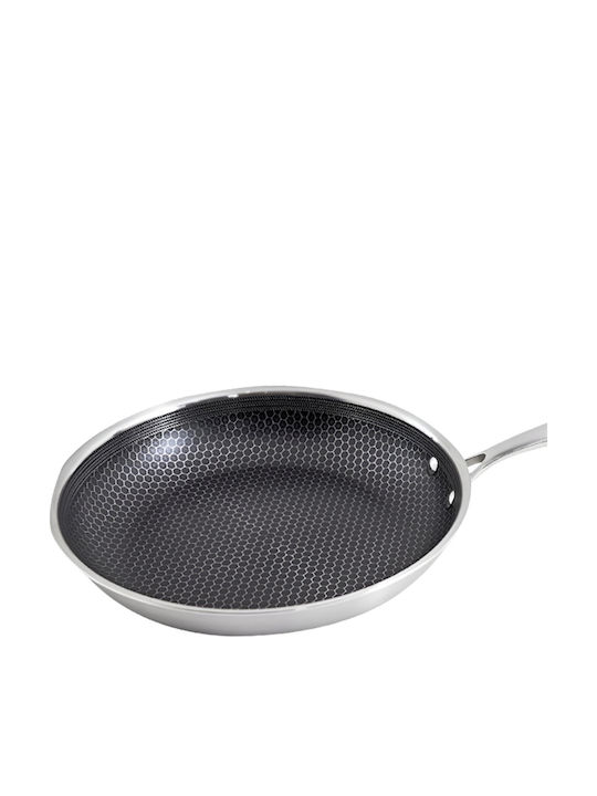 Cheffinger 24cm Frying Pan Honeycomb Coating Long Handle Silver