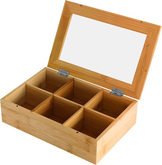Cheffinger Glazed Tea Box 6 Elegant Practical Storage Compartments Brown Beige Cheffinger Glazed Tea Box 6 Elegant Practical Storage Compartments Brown Beige