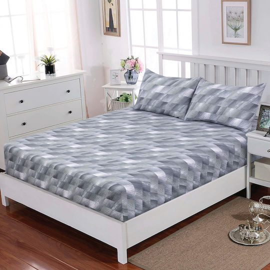 Casa Colori Sheet Super-Double with Elastic 160x200+30cm. Illus Gray