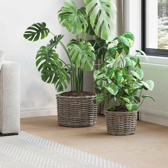 vidaXL Plant Pot Rattan Gray