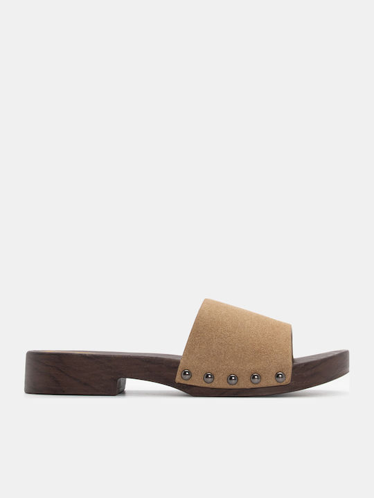 Luigi Fără toc Suede Mule în Culoare Bej