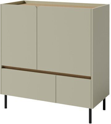 Sideboard Fiosono 108 made of Wood & Metal with Drawers Dusty Green, Oak 40x40x95cm