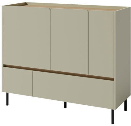 Sideboard Fiosono 107 made of Wood & Metal with Drawers Dusty Green, Oak 40x40x120cm