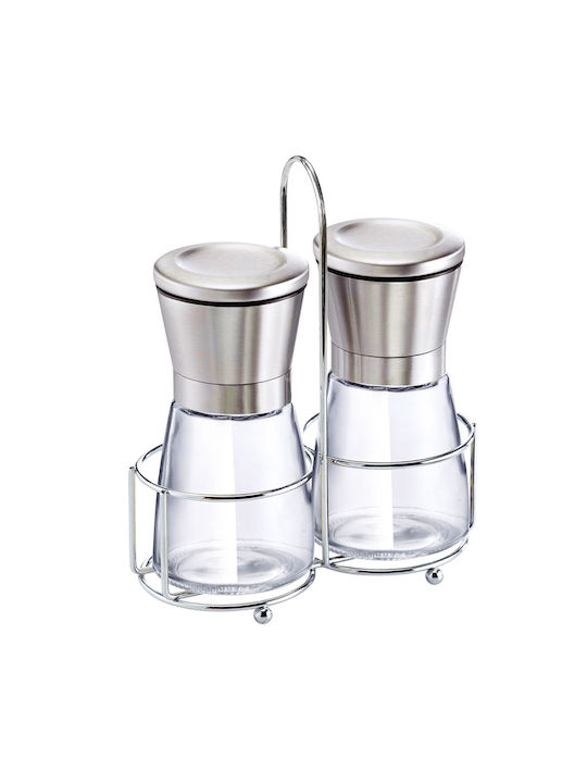Cheffinger Salz Pfeffer Mühlen Manuell Edelstahl Ultra Haltbar Glas Solide Silber