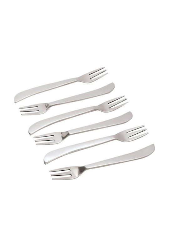 InTheBox Curve Gabel-Set Obst/Dessert Edelstahl Silber 13cm 6Stück