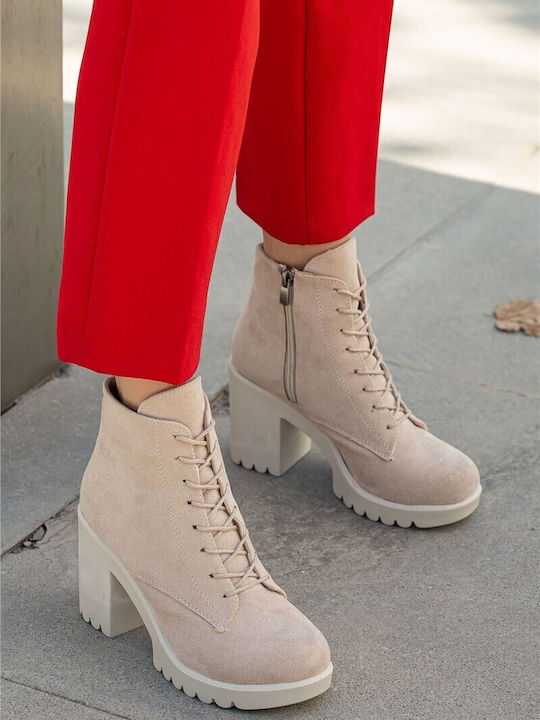Wildleder Stiefeletten Damen Beige
