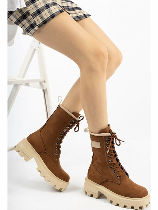 Suede Women's Ankle Boots Brown