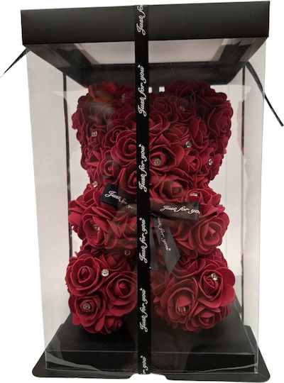 Rose Bear Teddy Bear Burgundy Rhinestones 25cm