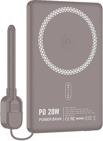 Nine A36 Plus MagSafe Power Bank 5000mAh 15W with USB-C Port Gold