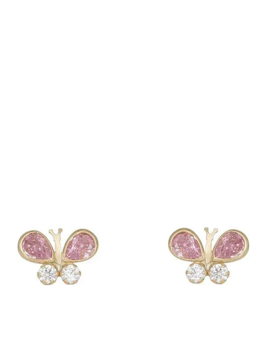 Kids Earrings Studs Butterflies from Gold 9K