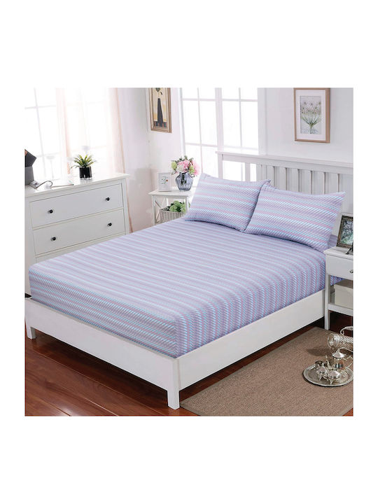 Casa Colori Sheet Double with Elastic 140x200+30cm. Calm Wave Stripes
