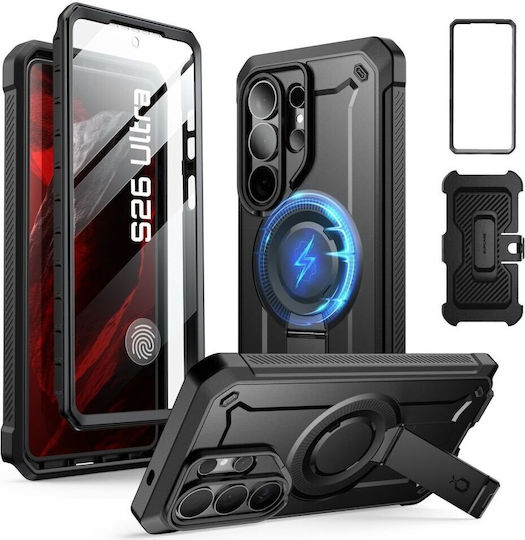 Supcase Unicorn Beetle Pro Mag 360 Full Cover Silicone Plastic Set with Tempered Glass Black Galaxy S26 Ultra