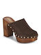 Mules mit Absatz in Braun Farbe