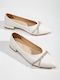 Lederne Damen Ballerinas in Weiß Farbe