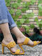 Mules mit Absatz in Gelb Farbe