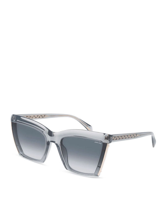 Police Women's Sunglasses with Gray Plastic Frame and Blue Lens SPLP44 098Z