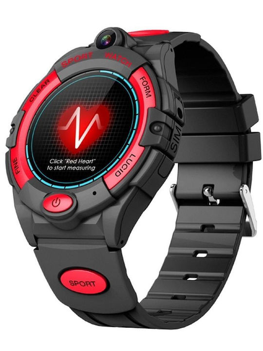 Eko Verbundenes Kinderuhr 4g GPS Kamera Wasserdicht IPX7 Kompass Schwarz Rot