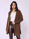 Celestino Women's Cardigan Embroidered Detail Loose Fit Brown