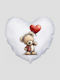 Heart Pillow Dimension 41x39cm Cute Animal White