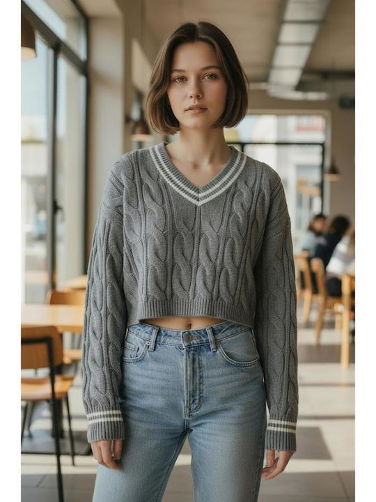 Kinder-Crop-Top Langarm Grey