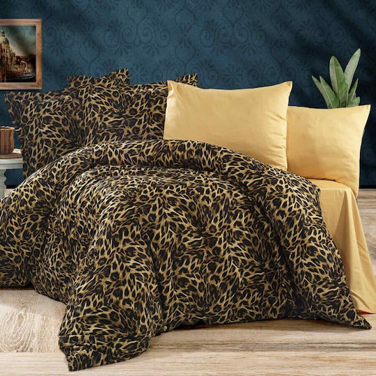 Pucioasa Set Husă de Pilotă Super Dublă cu 2 Fețe de Pernă 220x240 Golden Leopard