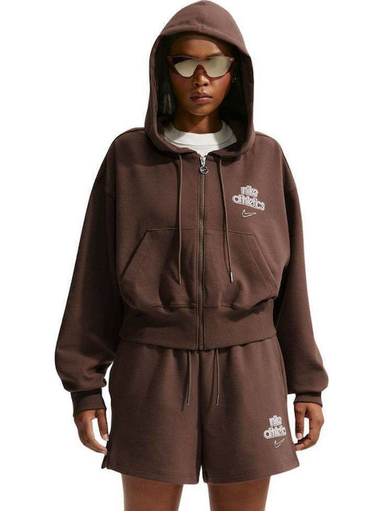 Nike Women's Sweatshirt Hooded Light Chocolate