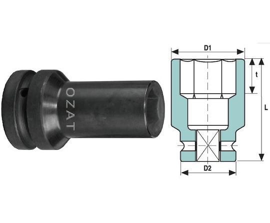 1'' Impact Biți Cu Cap Hexagonal Subțire 6 Puncte Priză 1.1/16'' Lungime