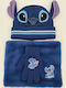 Stitch Kinder Mütze Set Gestrickt Blau 3Stück