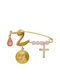 Child Safety Pin made of Gold Plated Silver with Cross for Girl