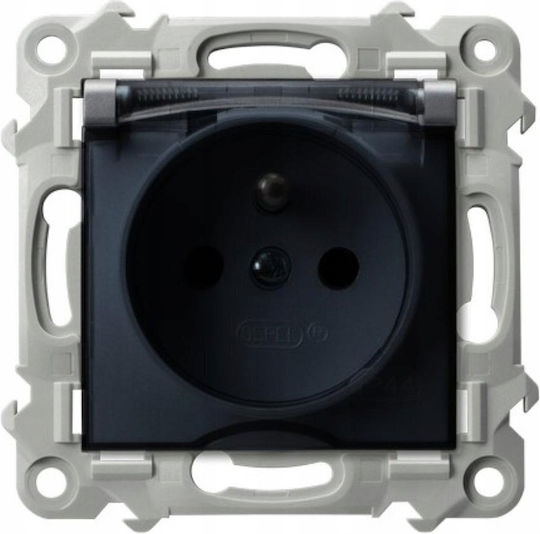 Ospel Saphir Single Walled Power Socket Waterproof with Lid Transparent