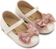 Babywalker Christening Leather Pumps Ecru-Pink