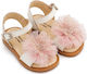 Babywalker Christening Leather Sandals Ecru-Pink