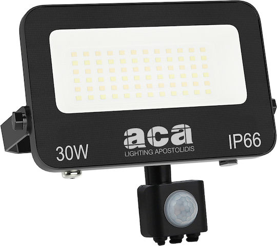 Aca Στεγανός Προβολέας LED 30W Ψυχρό Λευκό 6500K IP66