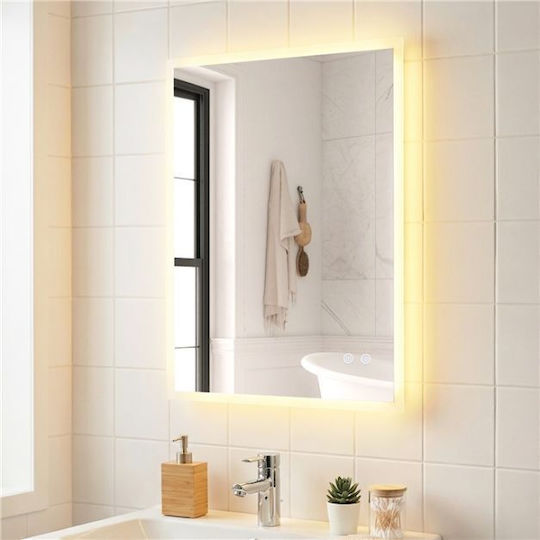 Costway Rectangular Bathroom Mirror Led Touch 50x50cm White