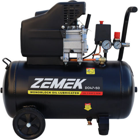 Zemek Μονοφασικό Κομπρεσέρ Αέρος 94dB με Ισχύ 2hp και Αεροφυλάκιο 50lt